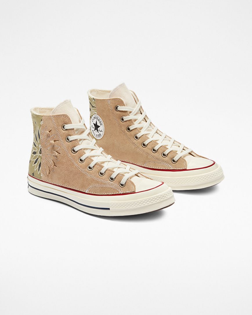 Zapatillas Altas Converse Chuck 70 LTD Paisley Suede Mujer Beige Marrones | PE 7WE8P0